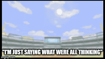 a picture of a stadium with the words " i 'm just saying what were all thinking "