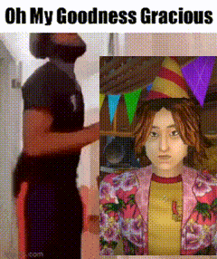 a man and a woman are standing next to each other and the man is wearing a birthday hat .