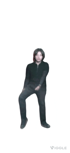 a man in a black shirt and jeans is dancing on a white background with the word viggle below him