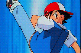a cartoon character is kicking his leg in the air while wearing a red and white hat .
