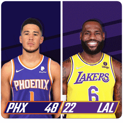 two basketball players one from phoenix and one from lakers