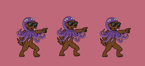 a cartoon of a bear dressed as an octopus with sunglasses on