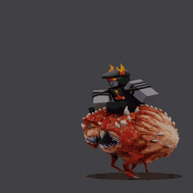 a cartoon character is riding on the back of a giant monster