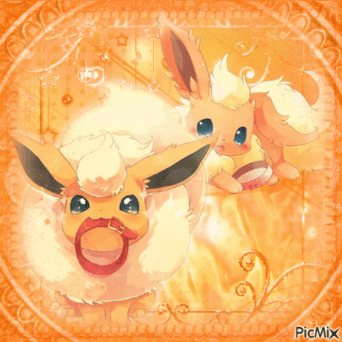a picture of two eevees with the words picmix below them