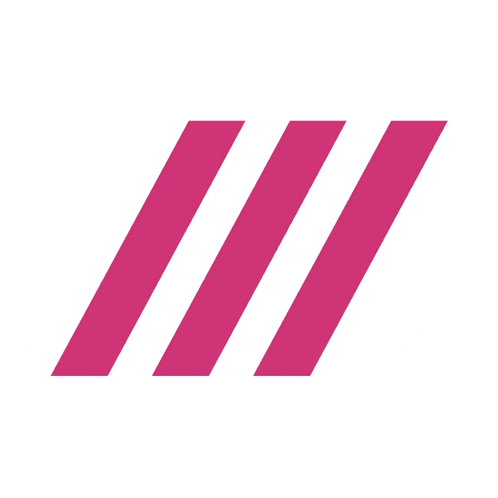 three pink stripes on a white background with a white border