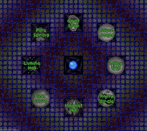 a computer generated image of a maze with the words fire spring glow eye pink cloud magnet hall and more