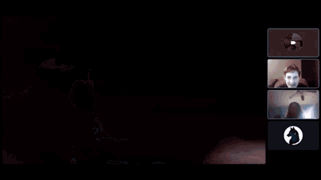a group of people are having a video call with a black knight logo on the bottom right