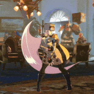 a woman in a trench coat is holding a large sword