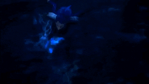 a blue haired anime character is holding a spear in his hand