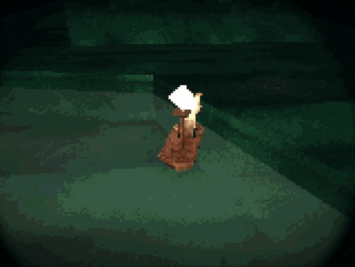 a pixel art of a boat with a sail in the dark
