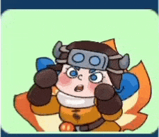 a cartoon character is wearing a helmet with horns on it and making a funny face .