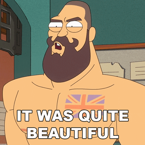 a cartoon of a man with a beard and the words it was quite beautiful