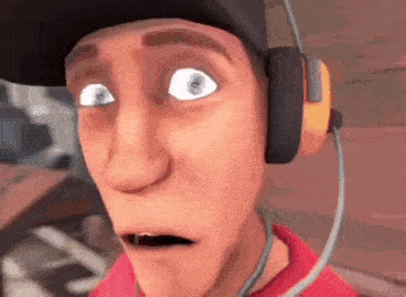 a close up of a cartoon character wearing headphones and making a funny face .