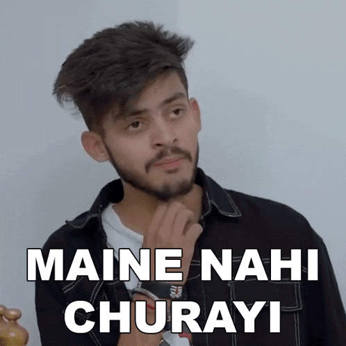 a man with a beard has the words maine nahi churayi written on his face