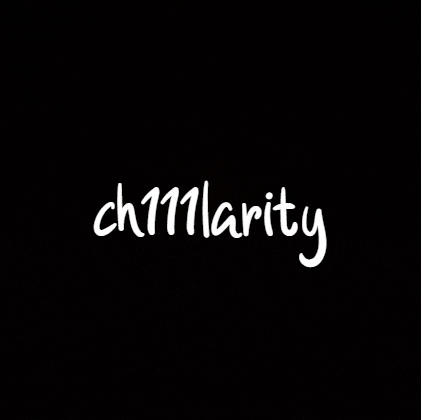 a black background with the word chilllarity written in white on it .
