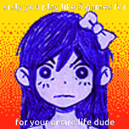 a pixel art of a girl with blue hair and a bow in her hair