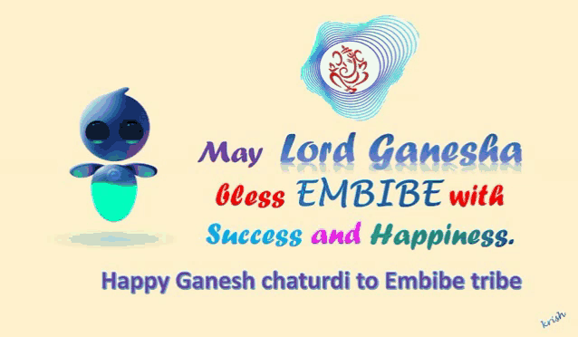 a greeting card that says may lord ganesha bless embibe with success and happiness