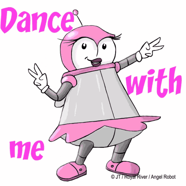 a cartoon character with the words dance me with