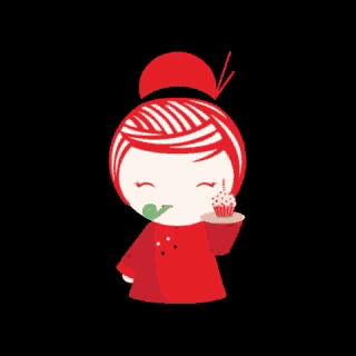 a cartoon girl is blowing bubbles while holding a cupcake in her hand