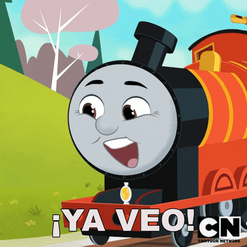 a cartoon of a train with the words ya veo cn on the bottom