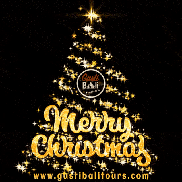 a christmas tree with the words merry christmas in gold letters