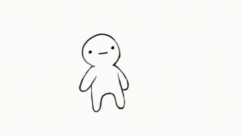a black and white drawing of two small people standing next to each other .