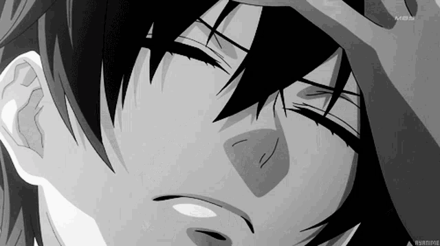 a black and white drawing of a person 's face with a watermark that says ' ysanime ' on it