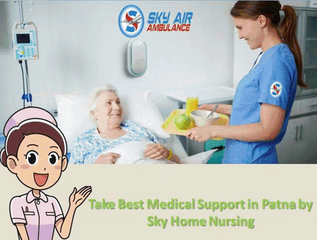 an advertisement for sky air ambulance shows a train