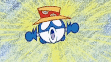 a cartoon character is wearing a hat and a mask .