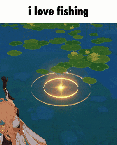 a cartoon of a person fishing with the words i love fishing below it