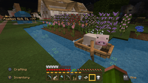 a screenshot of a minecraft game shows a map and inventory options