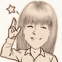 a black and white drawing of a woman giving a peace sign with her finger .