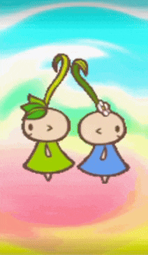 a cartoon drawing of a boy and a girl holding each other 's heads