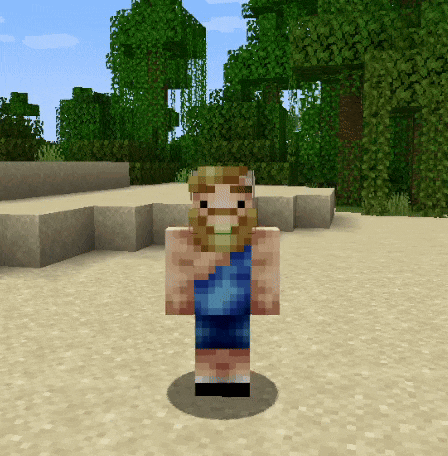 a minecraft character with a beard wearing a blue tank top