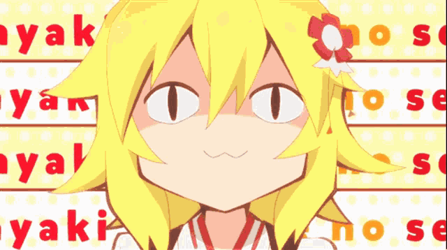 a cartoon girl with yellow hair is surrounded by words like senk