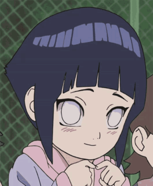 a close up of a cartoon character with a purple haircut