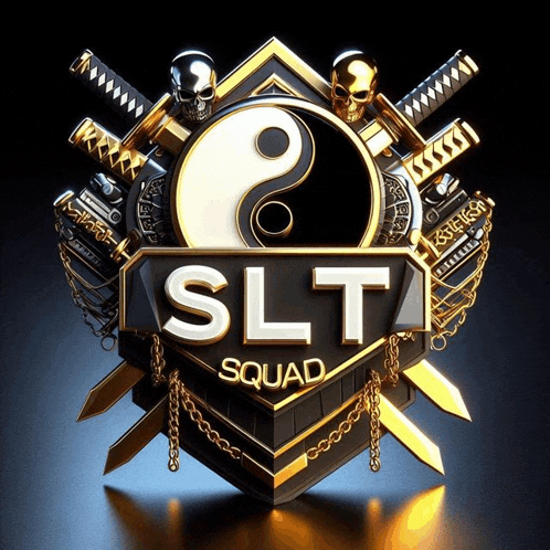 a logo for slt squad has a yin yang symbol on it