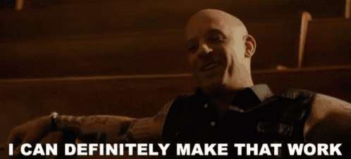 a bald man is sitting in a church with the words `` i can definitely make that work '' above him .