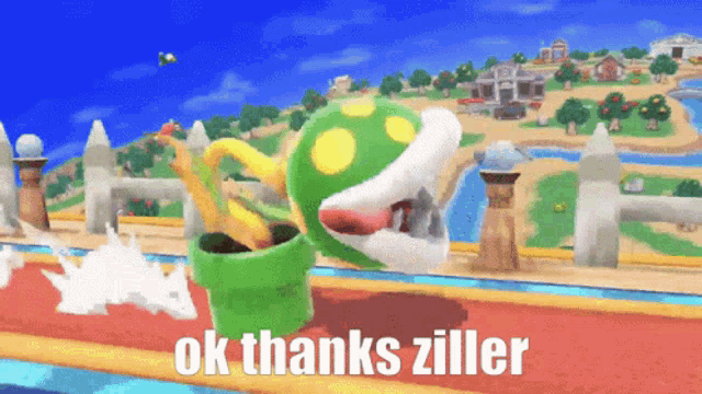 a video game character says " ok thanks ziller " on the bottom