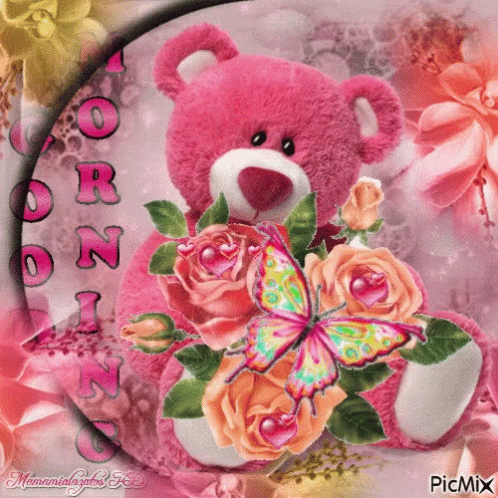 Good Morning Pink Teddy Bear GIF - Good Morning Pink Teddy Bear GIFs
