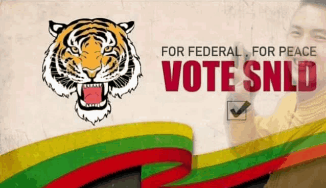 a poster with a tiger and the words for federal for peace vote snld