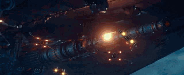 a close up of a space ship with a lot of lights on it