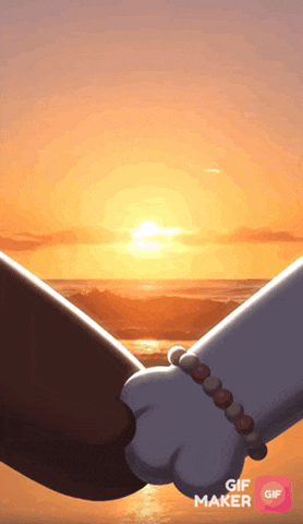 a couple holding hands with a sunset in the background and a gif maker button