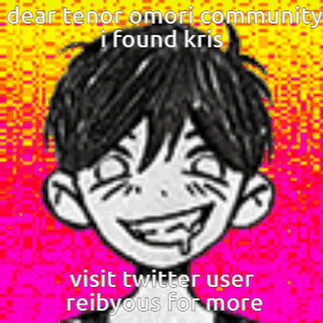 a black and white drawing of a boy with a smiley face on a pink and yellow background .