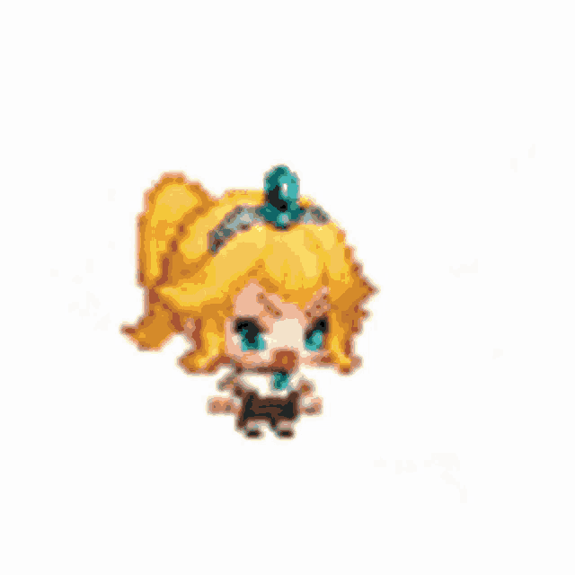 a pixel art girl is giving a thumbs up sign .