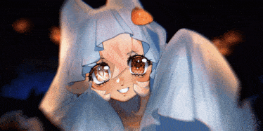 a drawing of a girl in a ghost costume has a pumpkin on her head