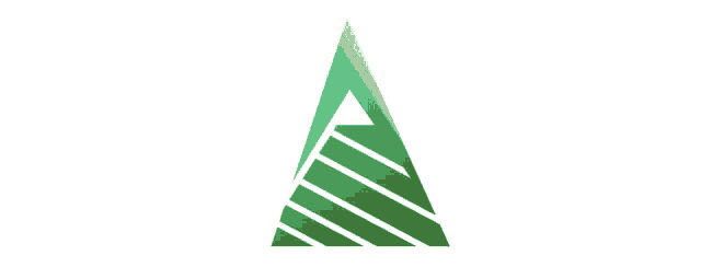 a green triangle with a white stripe on the side