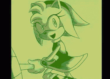 a cartoon drawing of amy the hedgehog in a dress