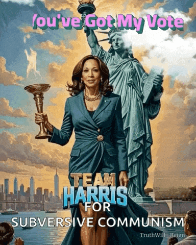 a team harris for subversive communism poster