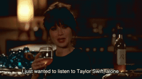 a woman is holding a glass of wine and saying i just wanted to listen to taylor swift alone